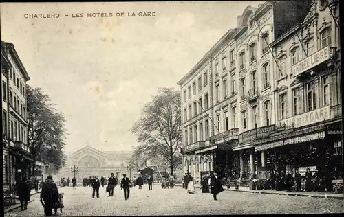 Ak Charleroi Wallonien Hennegau, Les Hotels de la Gare