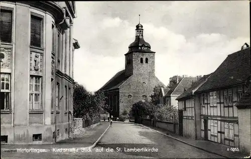 Ak Oebisfelde Weferlingen in Sachsen Anhalt, Kirchstraße, St. Lambertikirche