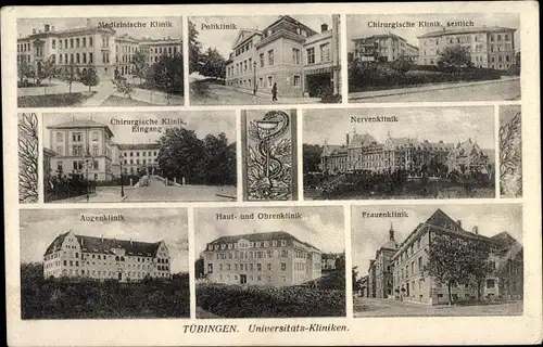 Ak Tübingen am Neckar, Universitäts Kliniken, Nervenklinik, Frauenklinik, Augenklinik, Poliklinik