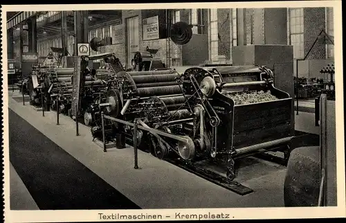 Ak Leipzig in Sachsen, Technische Messe, Textilmaschinen, Krempelsatz