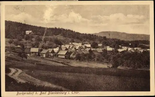 Ak Burkersdorf bei Bad Blankenburg in Thüringen, Panorama vom Ort
