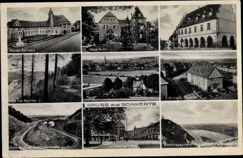 Ak Schwerte an der Ruhr, Neues Rathaus, Haus Ruhr, Kolonie Grüntal, Hohensyburg, Husingstraße
