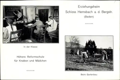 Ak Hemsbach Rhein Neckar Kreis, Erziehungsheim Schloss Hemsbach, Reformschule, Klassenraum
