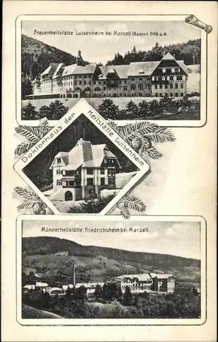 Ak Marzell im Schwarzwald, Frauenheilstätte Luisenheim, Doktorhaus, Männerheilstätte Friedrichsheim