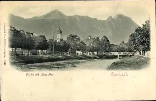 Ak Garmisch Partenkirchen in Oberbayern, Panorama, Zugspitze