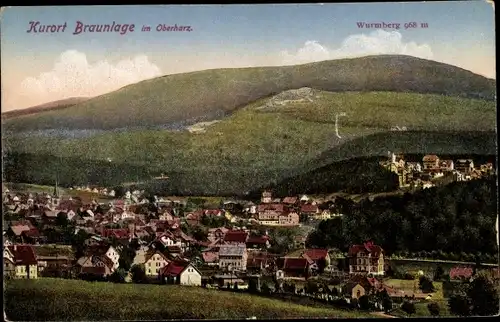 Ak Braunlage im Oberharz, Panorama vom Ort mit Wurmburg