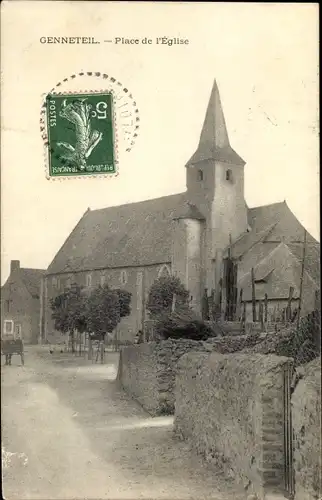 Ak Genneteil Maine et Loire, Place de l'Eglise