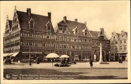 Ak Gand Gent Ostflandern, Vieux Pignons, Petit Marche aux Poissons, Place Ste Parailde