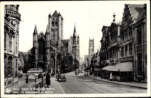 Ak Gand Gent Ostflandern, St Nikolasskerk, Belfort