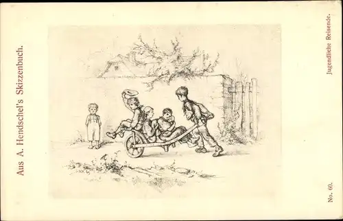 Künstler Ak Hendschel, Albert, Jugendliche Reisende