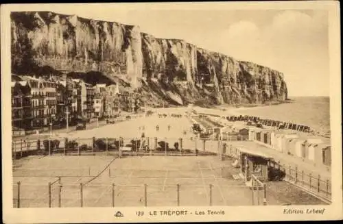 Ak Le Treport Seine Maritime, Les Tennis, Tennisplatz, Strand