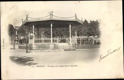 Ak Béziers Hérault, Kiosque de la place de la Citadelle