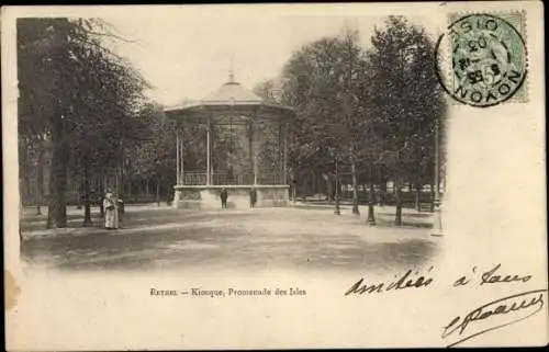 Ak Rethel Ardennes, Promenade des Isles, Le Kiosque