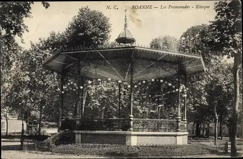 Ak Roanne Loire, Les Promenades, Le Kiosque