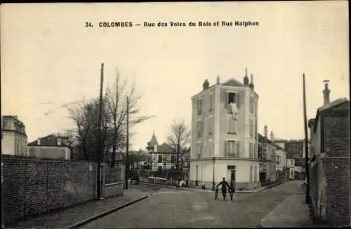 Ak Colombes Hauts de Seine, Rue des Voies du Bois et Rue Halphen