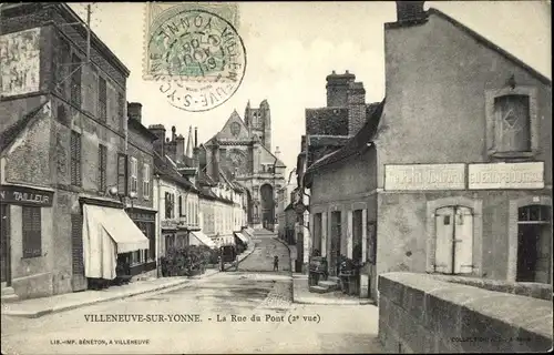 Ak Villeneuve sur Yonne, La Rue du Pont