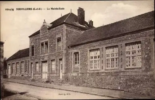 Ak Survilliers Val d'Oise, La Mairie Ecole