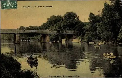Ak L'Isle Adam Val d’Oise, Chateau de Stors, Le Pont Meriel