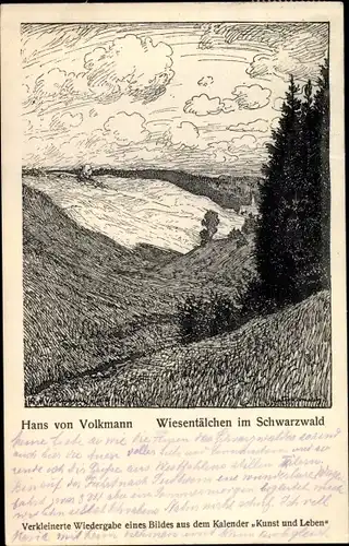 Künstler Ak von Volkmann, Hans, Wiesentälchen im Schwarzwald