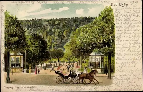 Litho Bad Elster im Vogtland, Eingang zum Brunnenplatz