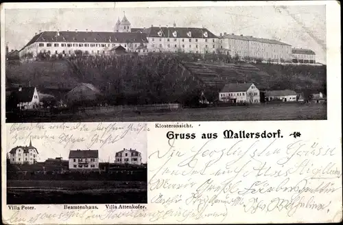 Ak Mallersdorf Pfaffenberg in Niederbayern, Klosteransicht, Villa Peter, Beamtenhaus