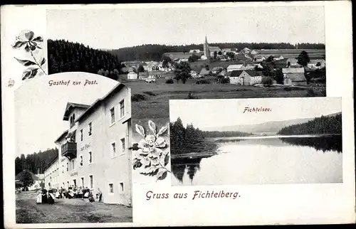 Ak Fichtelberg im Fichtelgebirge Oberfranken, Fichtelsee, Gasthof zur Post
