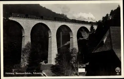 Ak Breitnau im Schwarzwald, Höllsteig Ravenna Brücke, Blick vom Tal