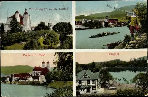 Ak Bad Säckingen am Hochrhein, Partie am Rhein, Bergsee, Gedicht