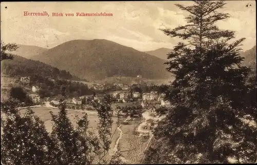 Ak Bad Herrenalb im Schwarzwald, Panorama vom Falkensteinfelsen