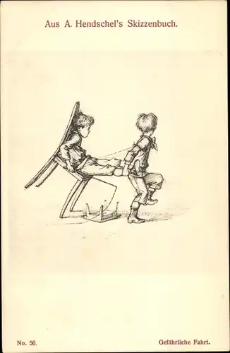 Künstler Ak Hendschel, Albert, Gefährliche Fahrt