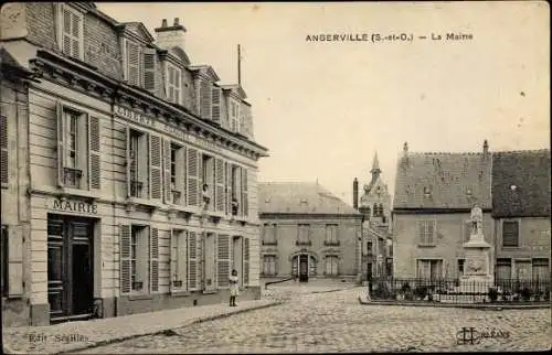 Ak Angerville Essonne, La Mairie