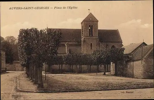 Ak Auvers Saint Georges Essonne, Place de l´Église