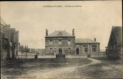 Ak Authon la Plaine Essonne, l´École et la Mairie