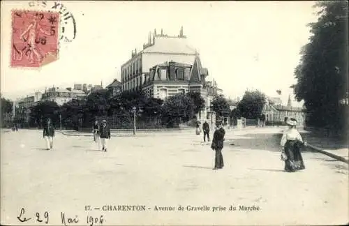 Ak Charenton Val de Marne, Avenue de Gravelle prise du Marché