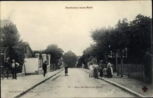 Ak Fontenay sous Bois Val de Marne, Rue des Moulins