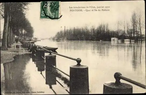 Ak Pontoise Val d'Oise, Inondations Janvier 1910