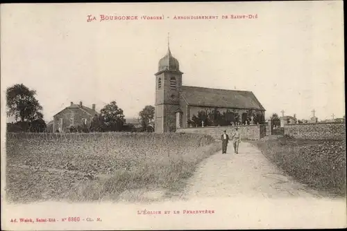 Ak La Bourgonce Vosges, L'Eglise, Le Presbytere