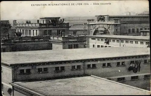 Ak Lyon Rhône, Exposition Internationale 1914, Allee couverte