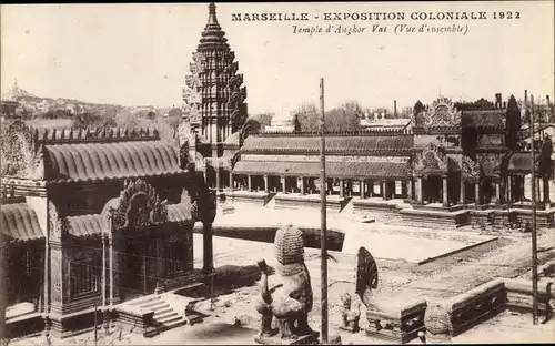 Ak Marseille Bouches du Rhône, Exposition Coloniale 1922, Temple d´Angkor Vat