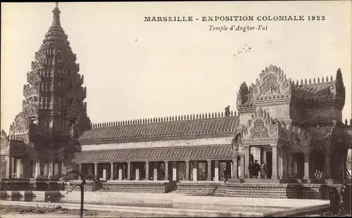 Ak Marseille Bouches du Rhône, Exposition Coloniale 1922, Temple d´Angkor Vat