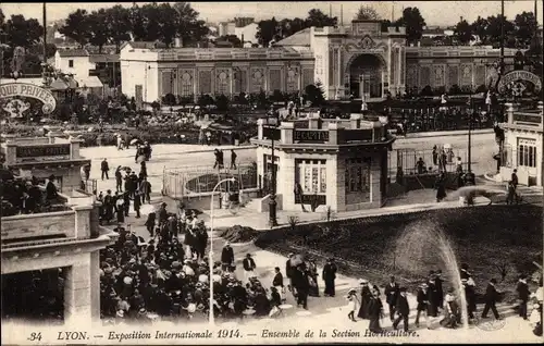 Ak Lyon Rhône, Exposition Internationale 1914, Ensemble de la Section Horticulture