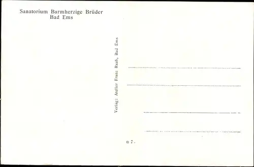 Ak Bad Ems an der Lahn, Sanatorium Barmherzige Brüder
