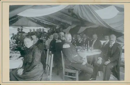 Kabinettfoto Salzwedel Altmark, Fotograf Rud. Oberst, Schützenfest, Schützengesellschaft, Festzelt