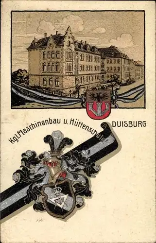 Wappen Künstler Ak Duisburg im Ruhrgebiet, Kgl. Maschinenbau und Hüttenschule