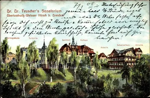 Ak Oberloschwitz Dresden Nordost Weißer Hirsch, Dr. Teuschers Sanatorium, Schweizerhaus