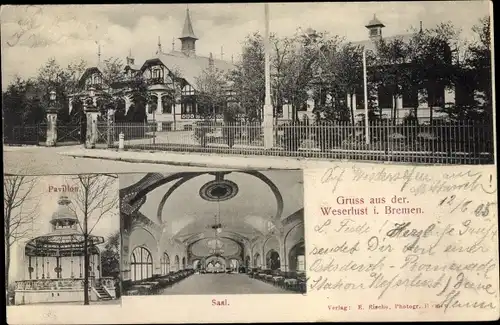 Ak Hansestadt Bremen, Gasthaus Weserlust, Saal, Pavillon
