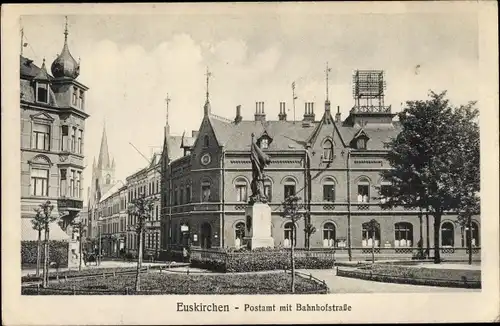 Ak Euskirchen Nordrhein Westfalen, Postamt, Bahnhofstraße, Denkmal