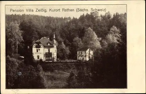 Ak Rathen an der Elbe Sächsische Schweiz, Pension Villa Zeißig