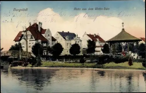 Ak Burgstädt in Sachsen, Partie im Wettin Hain, Pavillon