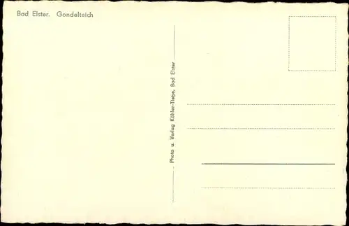 Ak Bad Elster im Vogtland, Gondelteich